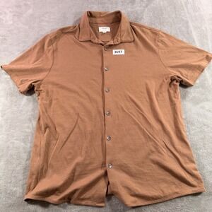 Julian & Mark Button Down Mens XL Brown Short Sleeve Cotton Jersey Shirt